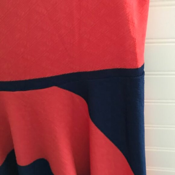NEW w/flaws Lularoe Nicole Dress 3XL 3X 24 26 red-orange navy blue striped - Picture 9 of 15